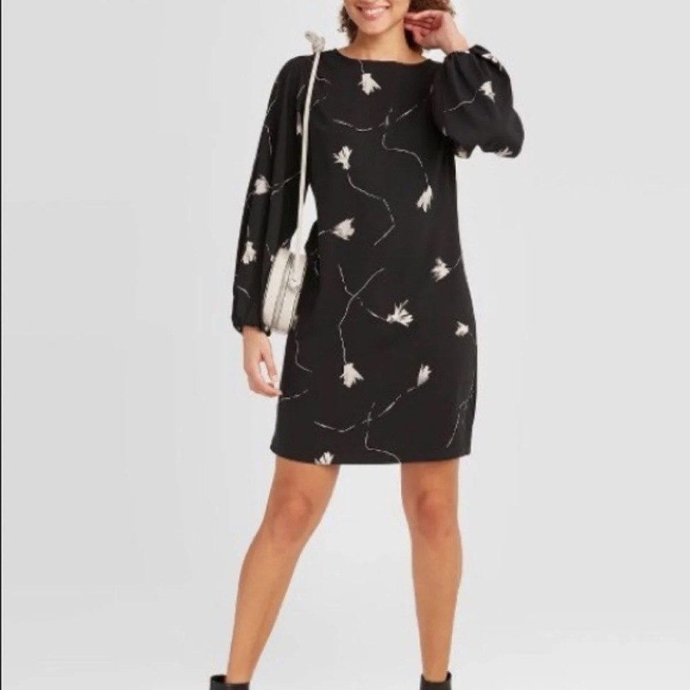 NWT! A new day black floral long sleeve dress